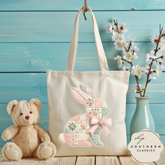 Easter -Bunny Patchwork Shirt and Tote Bag