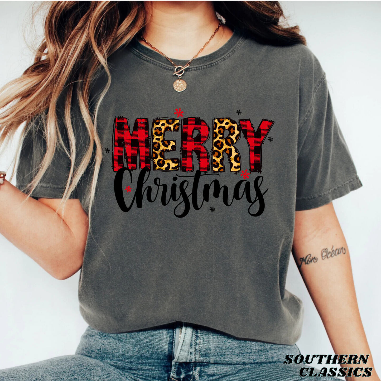 Merry Christmas Plaid and Leopard Print
