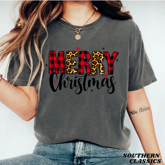 Merry Christmas Plaid and Leopard Print