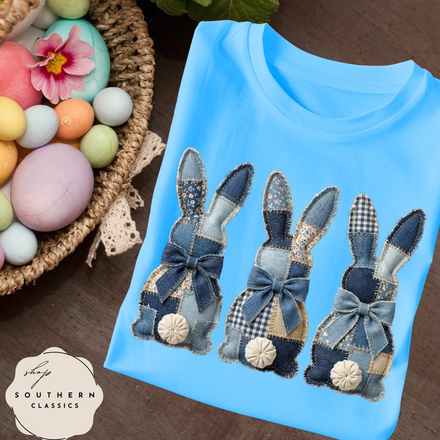 Easter - Blue Patchwork Bunnies