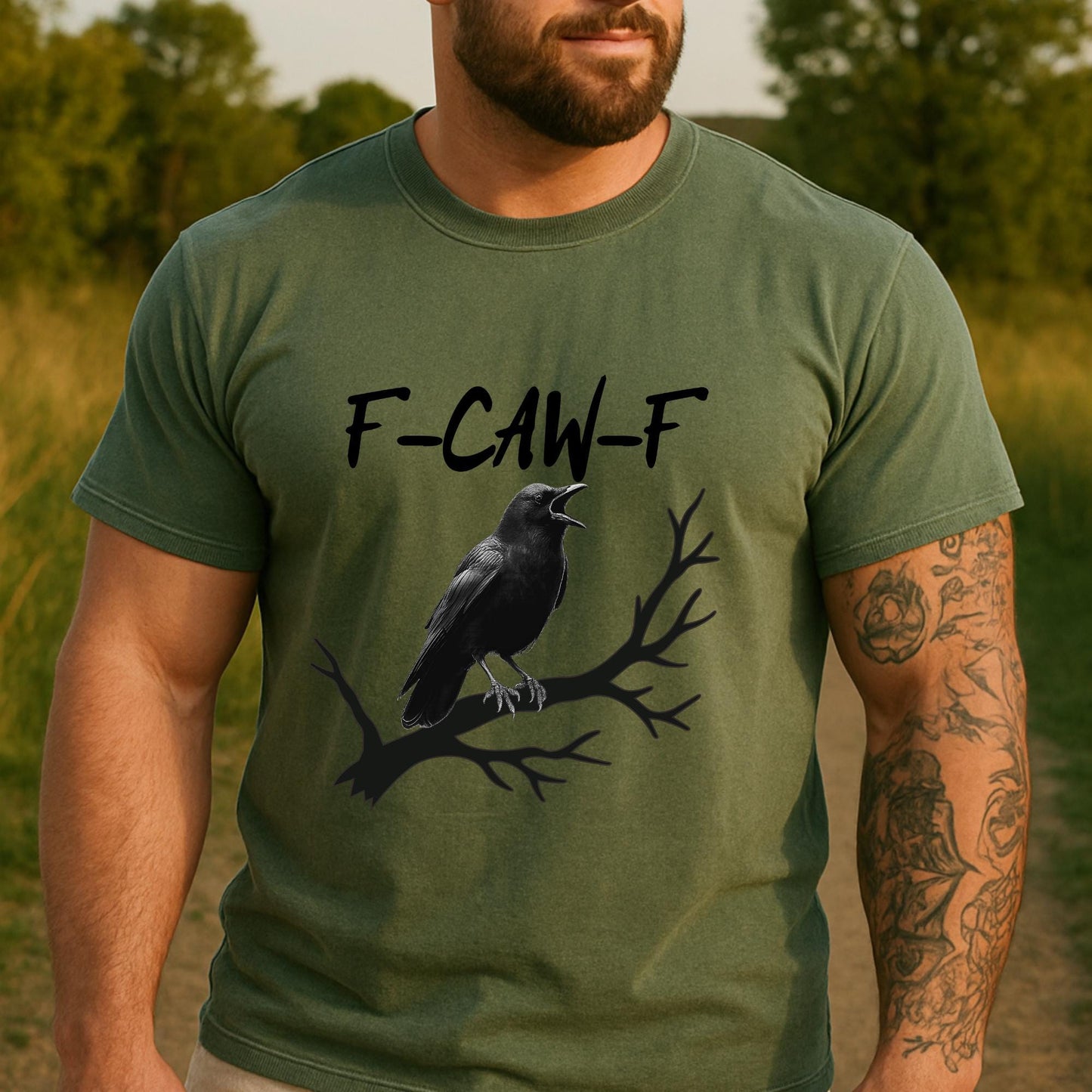 COUPLES Graphic T-Shirt: F-CAW-F Bird Tee, Funny Tee