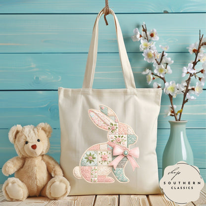 Easter -Bunny Patchwork Shirt and Tote Bag