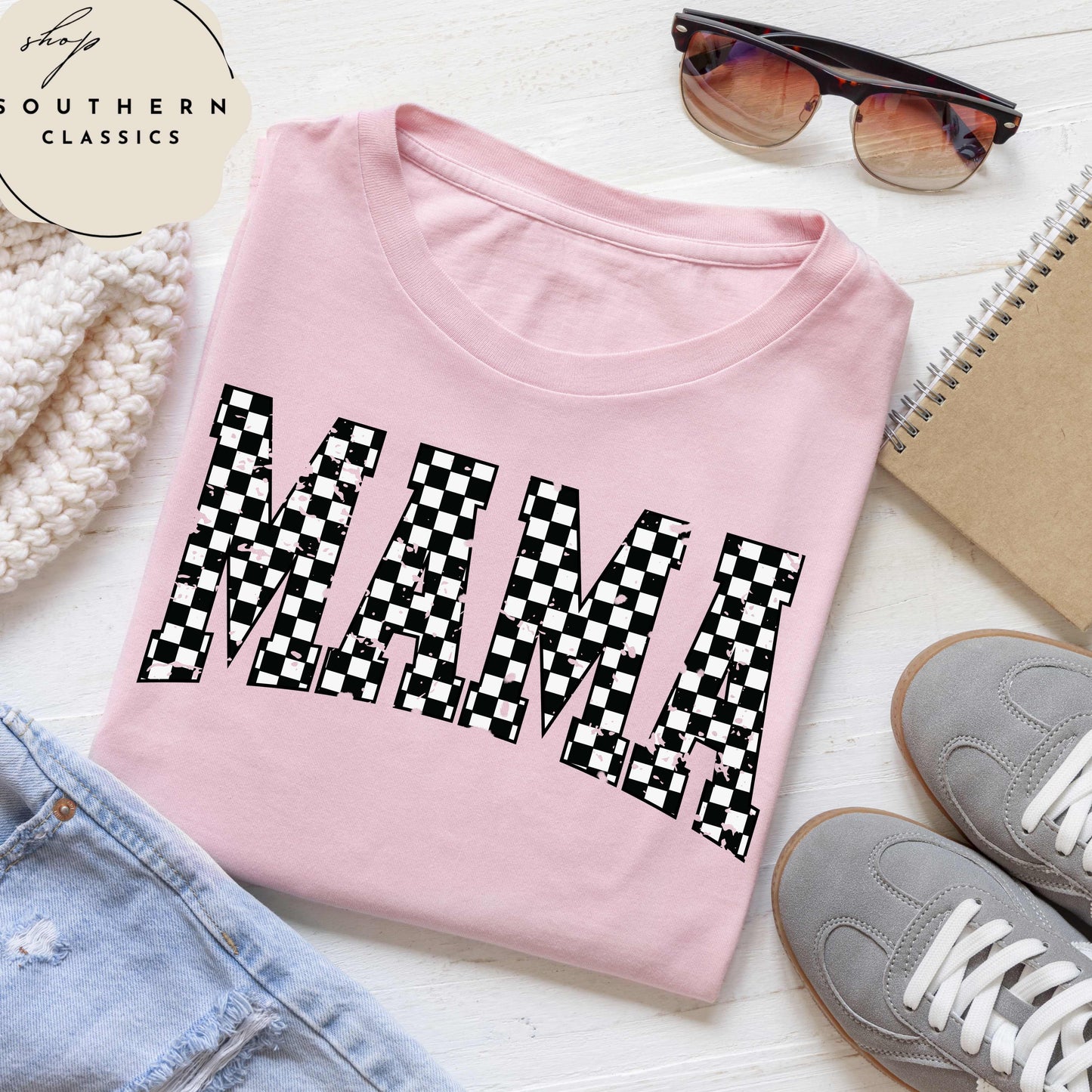 MAMA Checkered Retro Tee