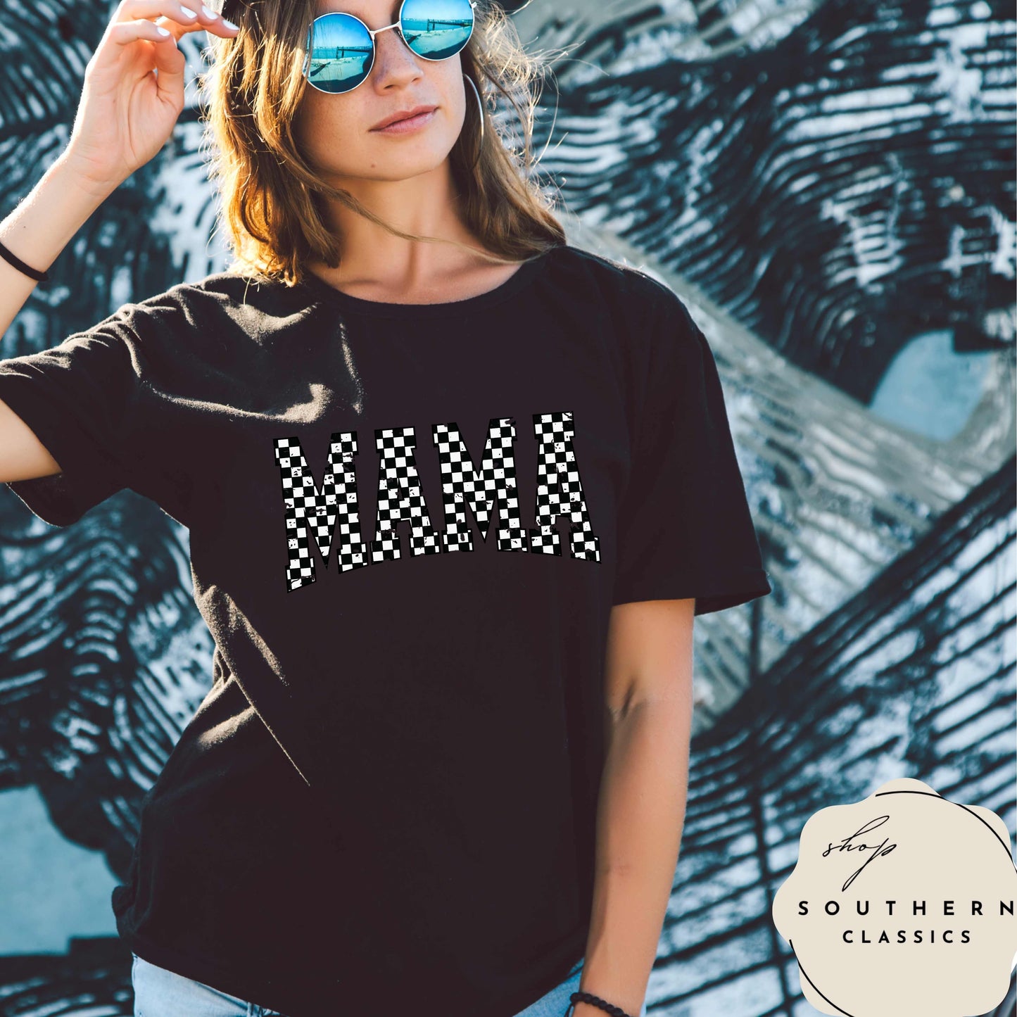 MAMA Checkered Retro Tee