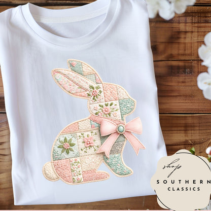 Easter -Bunny Patchwork Shirt and Tote Bag