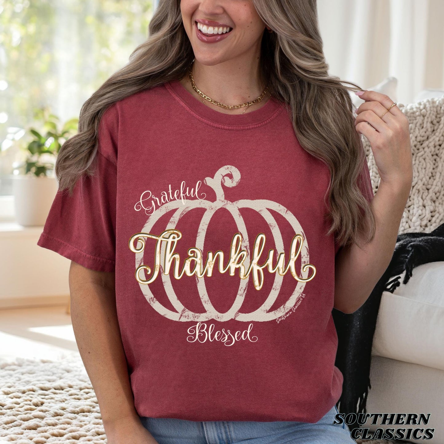 Grateful Thankful Blessed Pumpkin T-Shirt