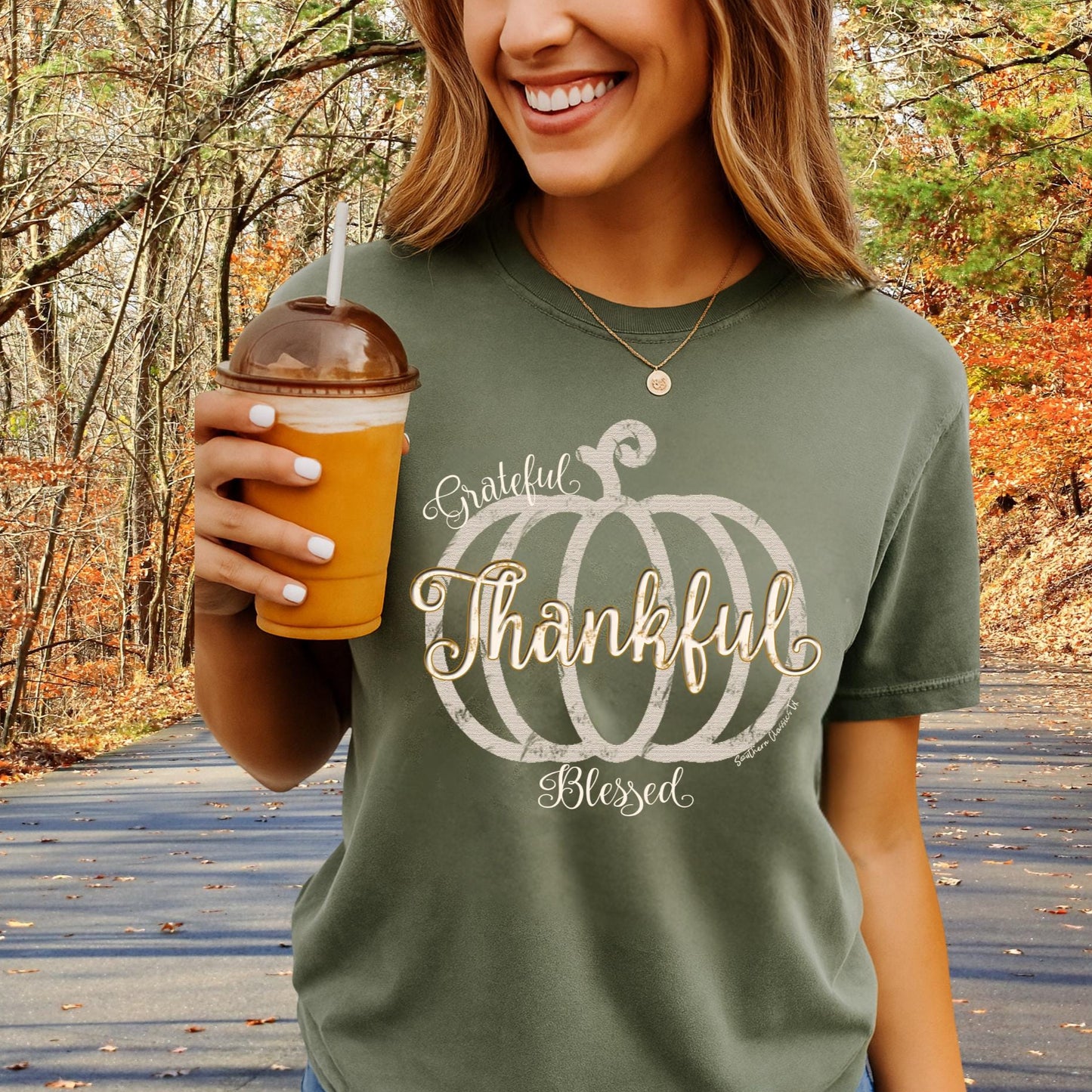 Grateful Thankful Blessed Pumpkin T-Shirt
