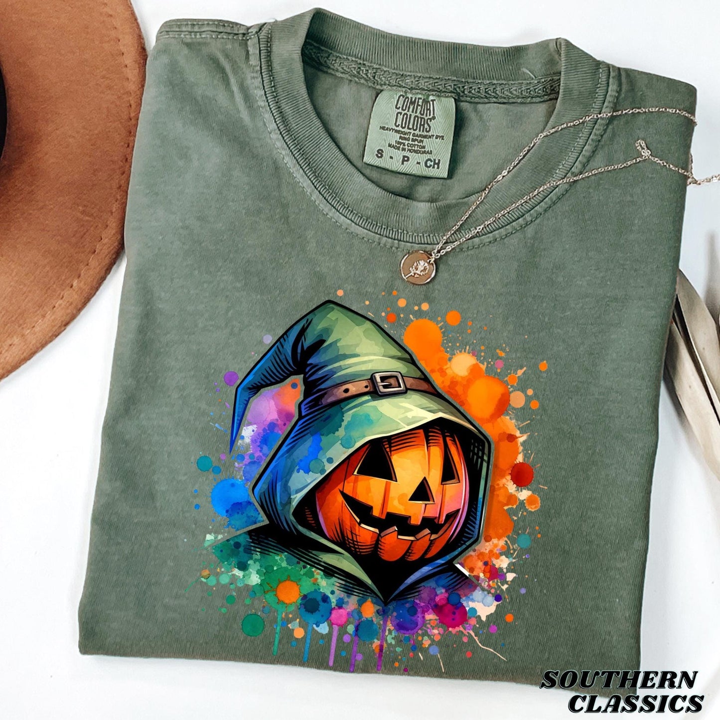 Spooky Pumpkin Watercolor T-Shirt - Halloween Tee