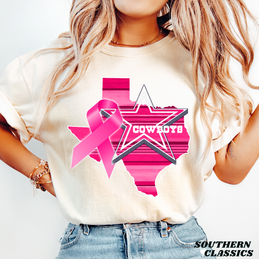 Pink Ribbon Dallas Cowboys - Breast Cancer Awareness