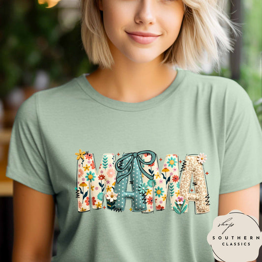 MAMA Patchwork Floral Tee