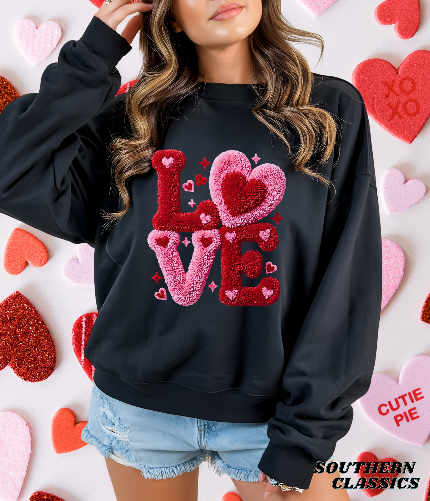 Valentine's LOVE - Faux Yarn Print Tee