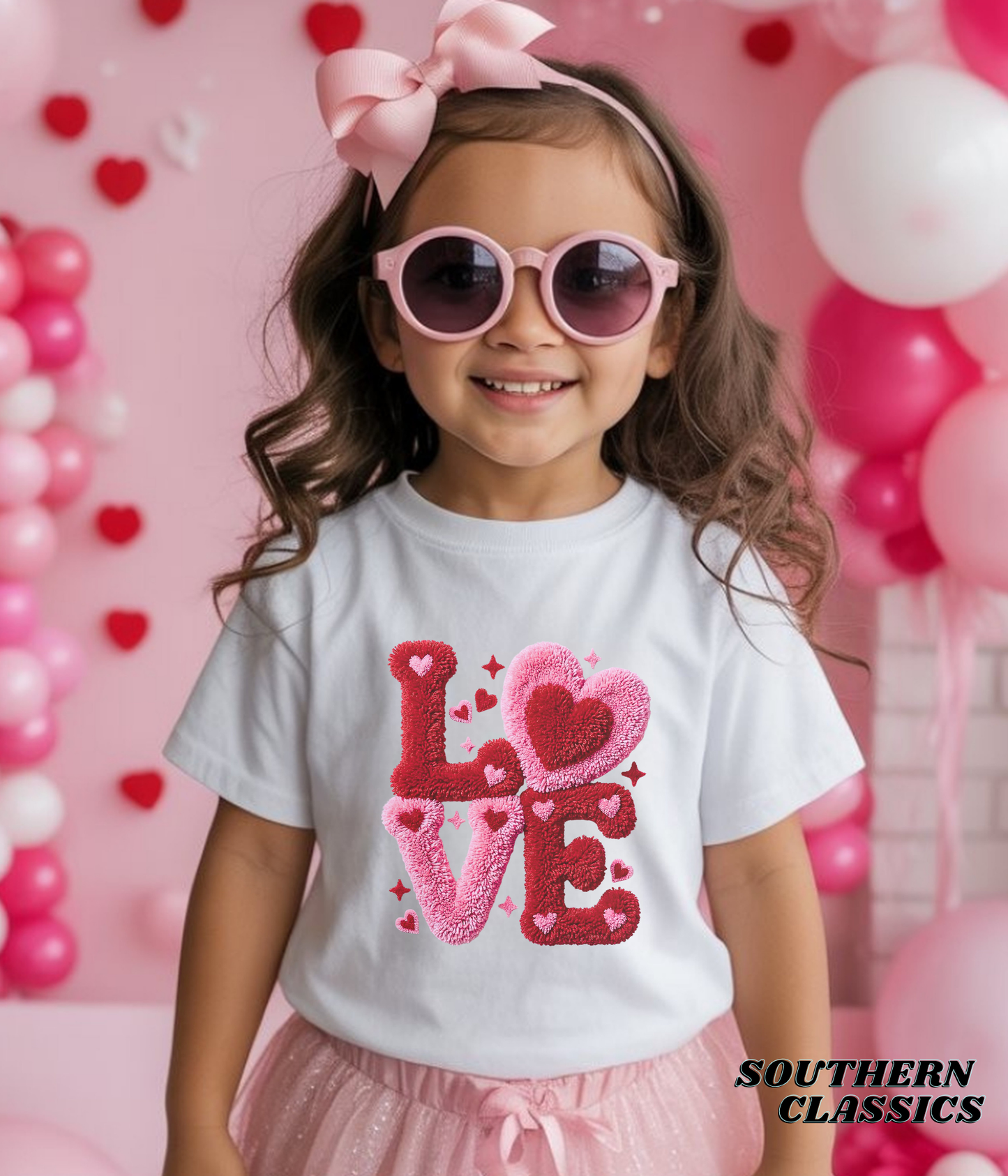 Valentine's LOVE Faux Yarn Print - Youth Tee