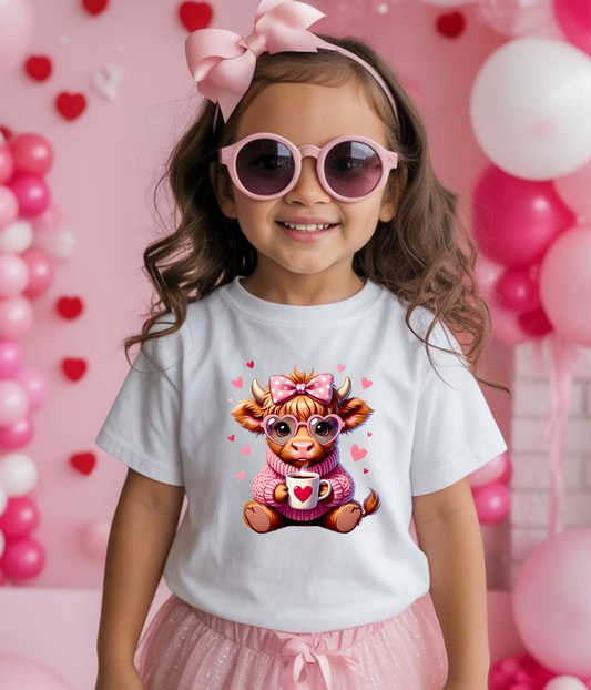 Valentine's Highland Cow - Youth Tee