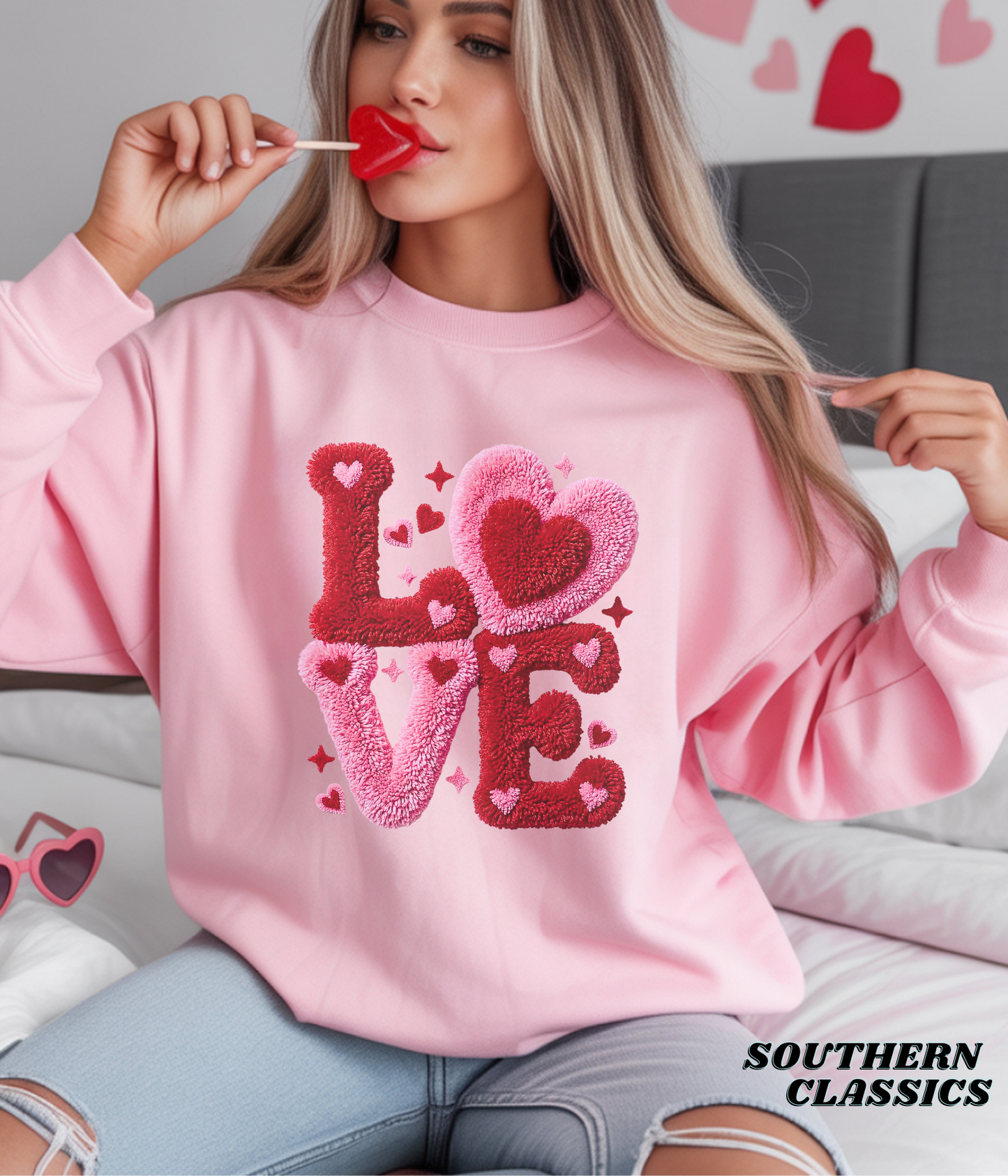 Valentine's LOVE - Faux Yarn Print Tee