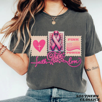 Breast Cancer Awareness T-Shirt, Faith, Hope, Love Shirt, Pink Ribbon Tee