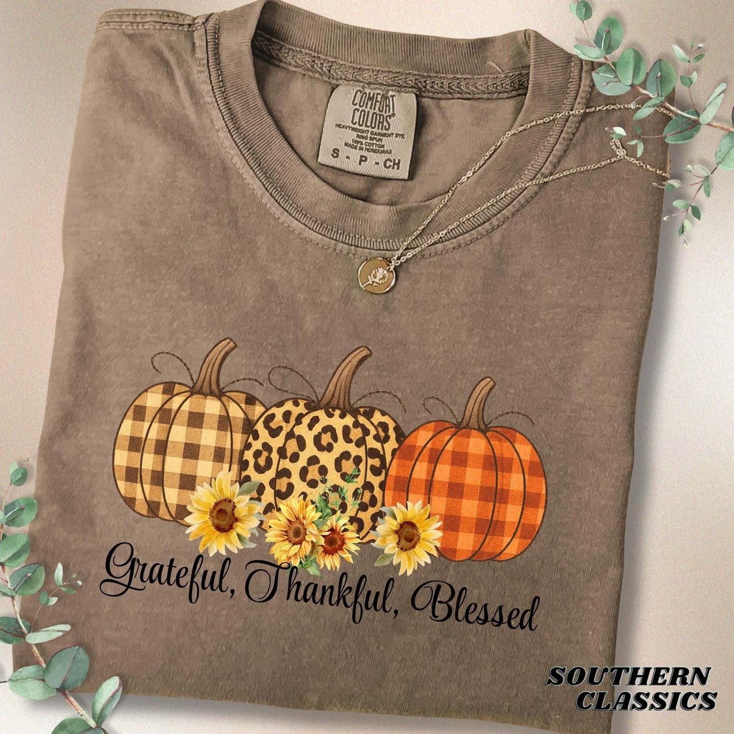 Grateful, Thankful, Blessed Pumpkin T-shirt