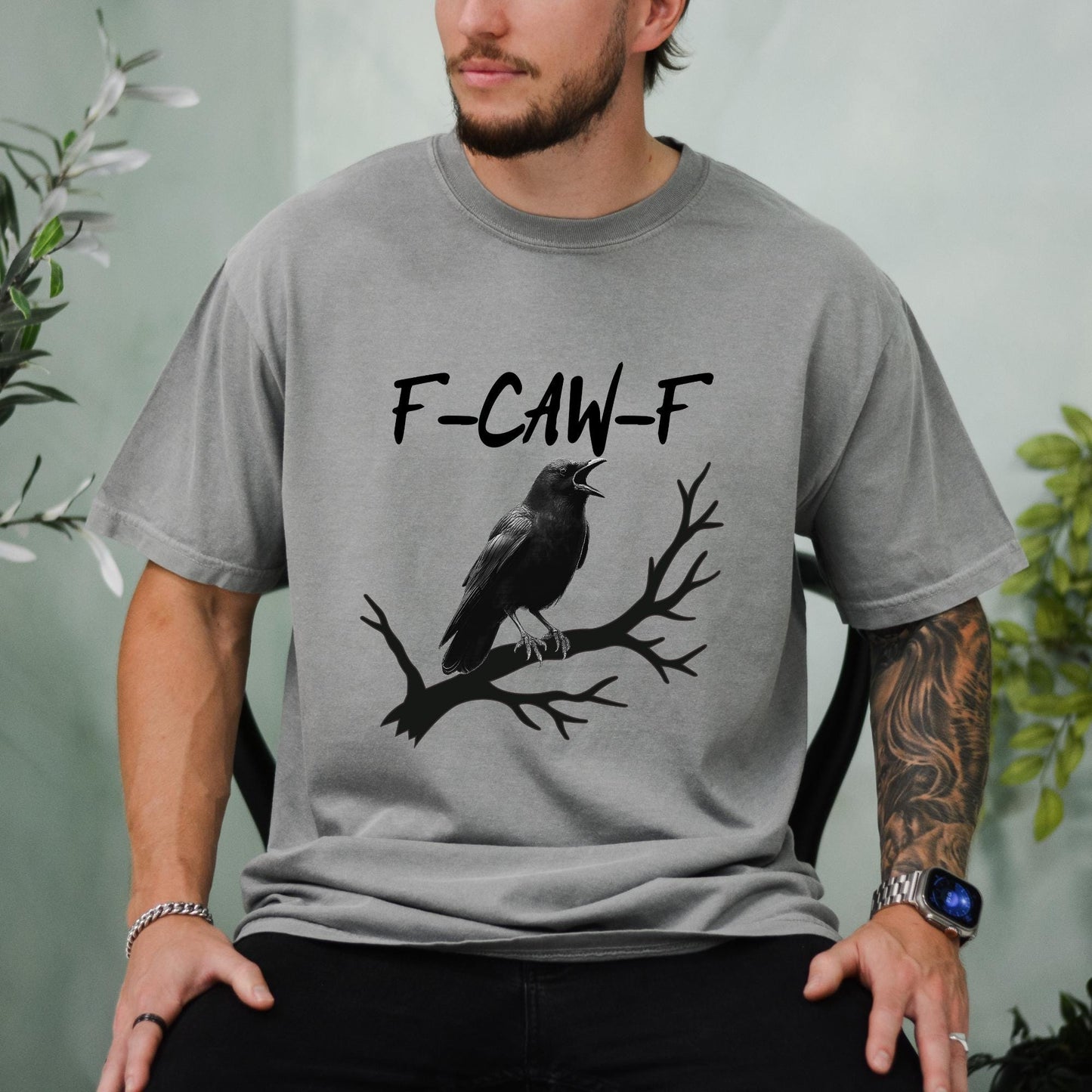 COUPLES Graphic T-Shirt: F-CAW-F Bird Tee, Funny Tee